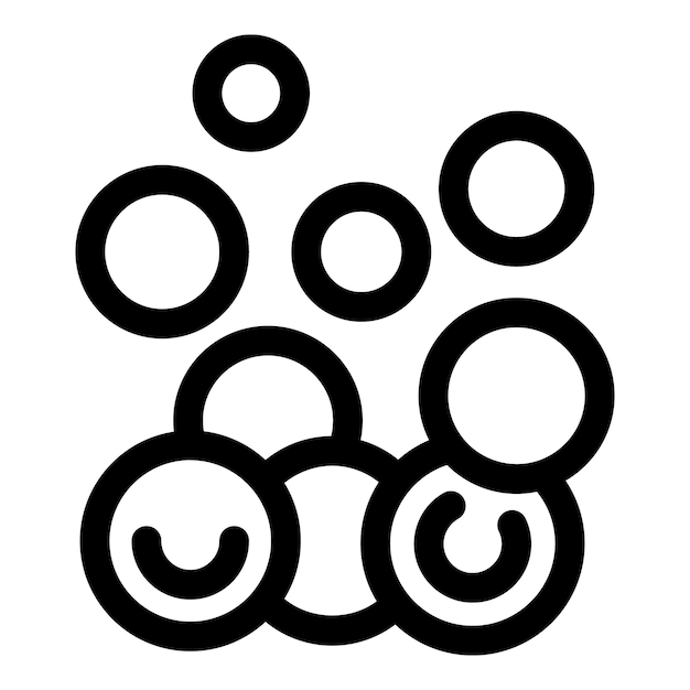Icono abstracto de burbujas flotantes que forman un grupo