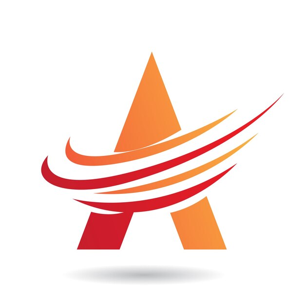 Vector icono abstracto naranja y rojo de la letra a con líneas swoosh torcidas