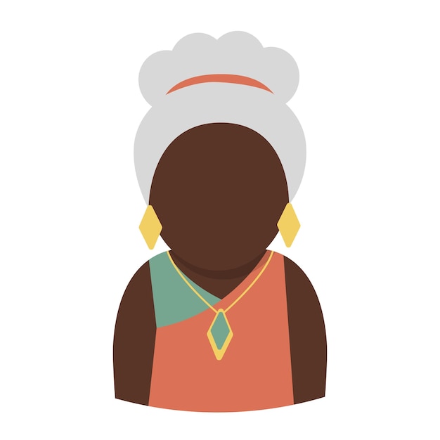 Icono de abuela negra africana mujer de usuario plana avatar