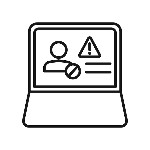 Icono de acceso no autorizado Vector de arte de línea negra