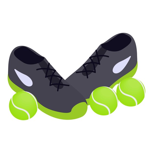 Vector icono de accesorios de tenis ilustración isométrica del icono de vector de accesorios de tenis para web
