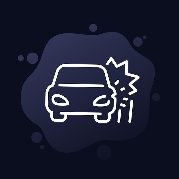 icono de accidente de automóvil pictograma de línea vectorial