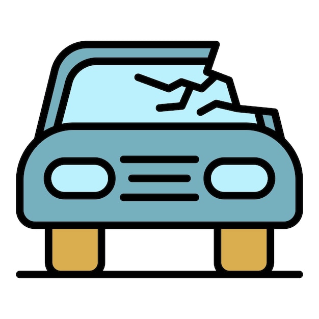 Icono de accidente automovilístico de daño Contorno de daño Vector de accidente automotriz Icono de color plano aislado