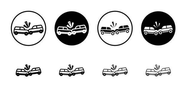 El icono del accidente El logotipo del vector del coche está colocado en plano