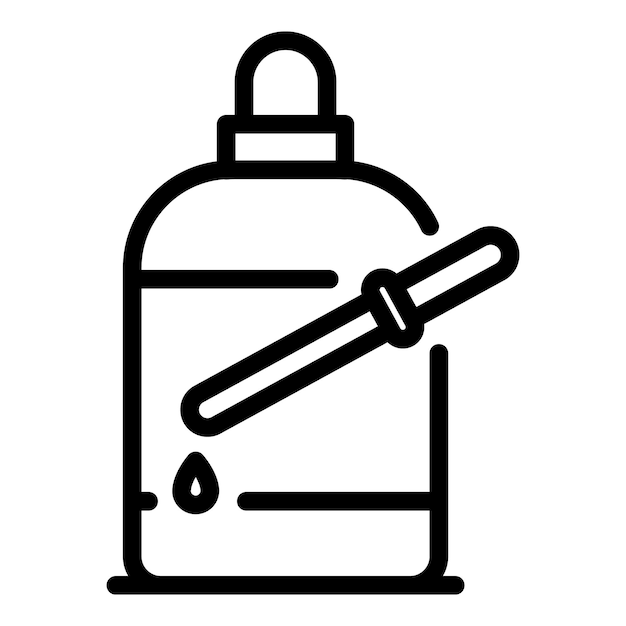 Icono de aceite esencial de botella cuentagotas Icono de vector de aceite esencial de botella cuentagotas de contorno para diseño web aislado sobre fondo blanco