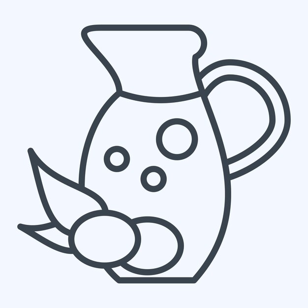 Icono Aceite de oliva relacionado con el estilo de línea de símbolos veganos diseño simple editable