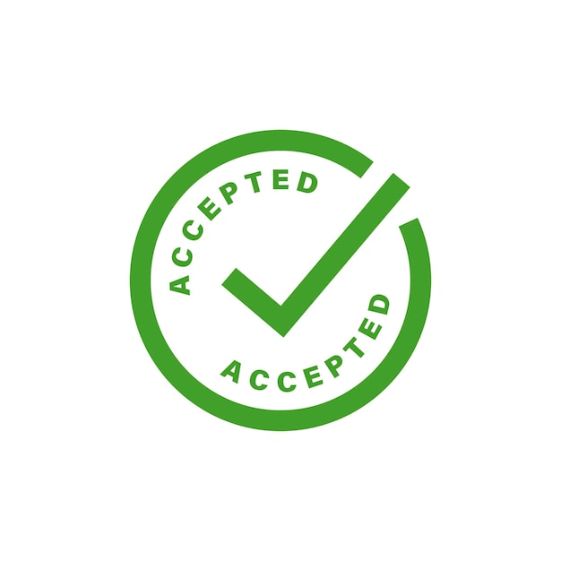 Icono aceptado. signo de marca de verificación verde. ilustración de vector aislado sobre fondo blanco