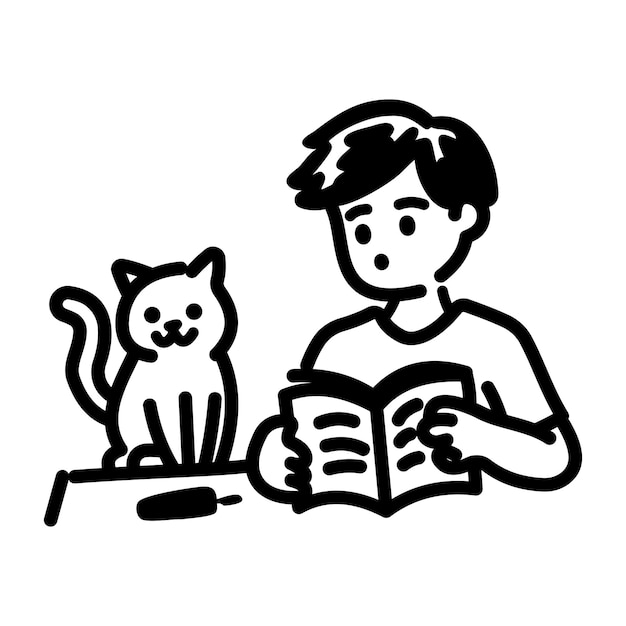Icono de acompañamiento de lectura en estilo dibujado a mano