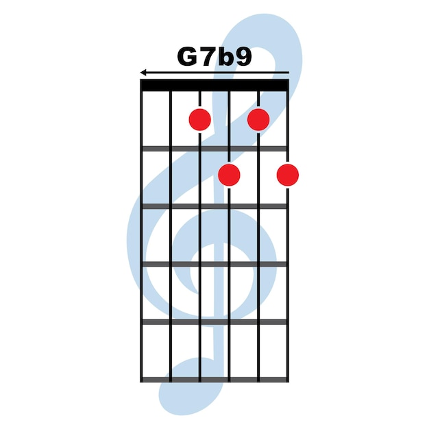 Vector icono de acorde de guitarra g7 b9