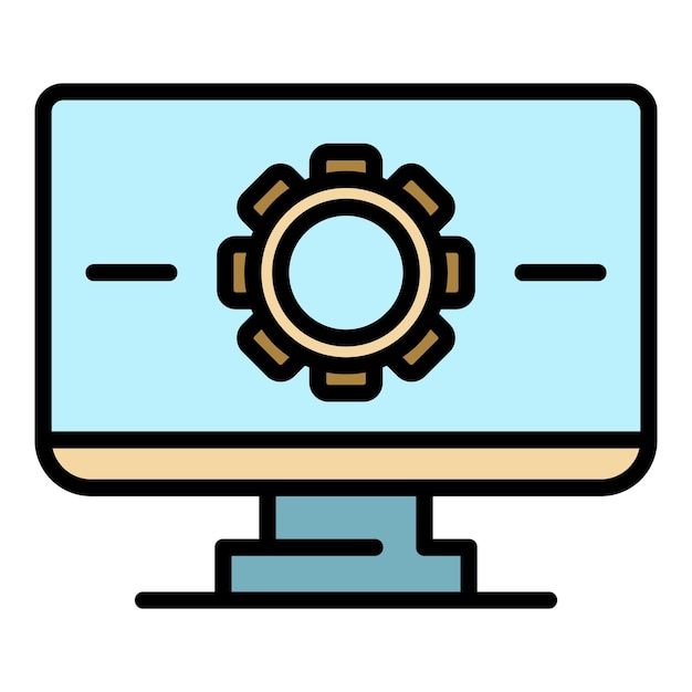 Icono de actualización de escritorio Contorno de actualización de escritorio icono vectorial color plano aislado
