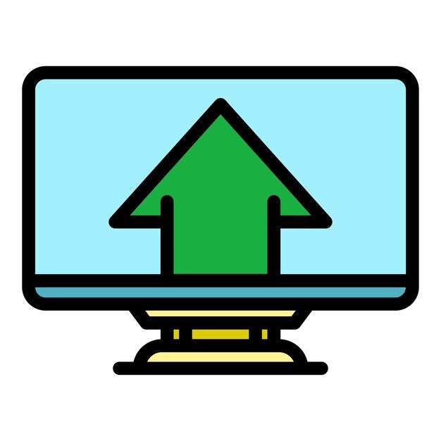 Icono de actualización del monitor Contorno de actualización del vector del monitor Icono de color plano aislado