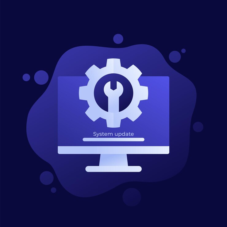 Vector icono de actualización de software de actualización del sistema con un vector de computadora