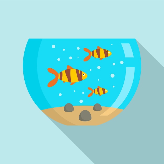 Icono del acuario de peces dorados Ilustración plana del icono vectorial del acuario del pez dorado para el diseño web