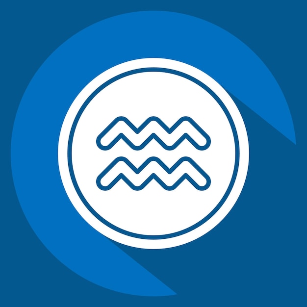Icono Acuario relacionado con el símbolo del horóscopo estilo sombra larga ilustración simple