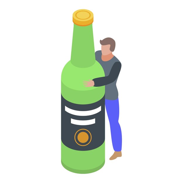Icono de adicción al alcohol Isométrico del icono de vector de adicción al alcohol para diseño web aislado sobre fondo blanco