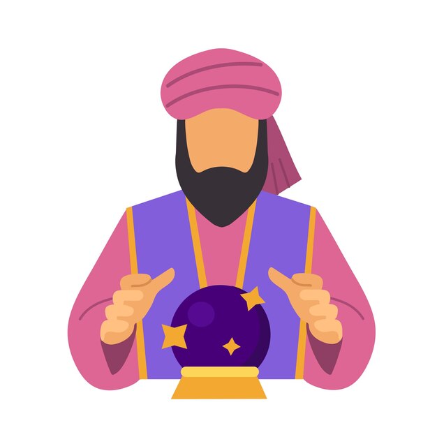 El icono del adivino, el clipart, el avatar, el logotipo, la ilustración aislada.