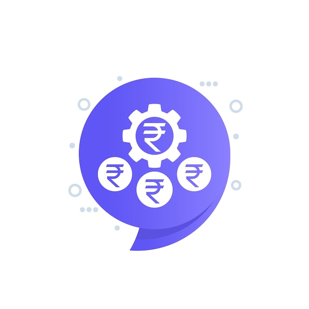 Icono de administración y finanzas de dinero con rupia india
