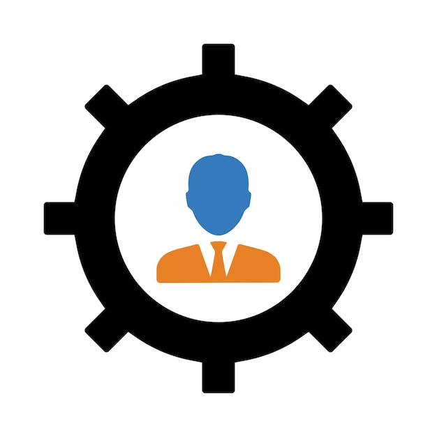 icono de administración del hombre de la rueda de engranajes