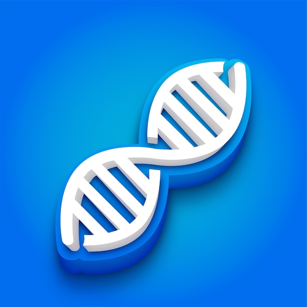 El icono de ADN helicoidal 3D azul y blanco de moda con un fondo azul vibrante