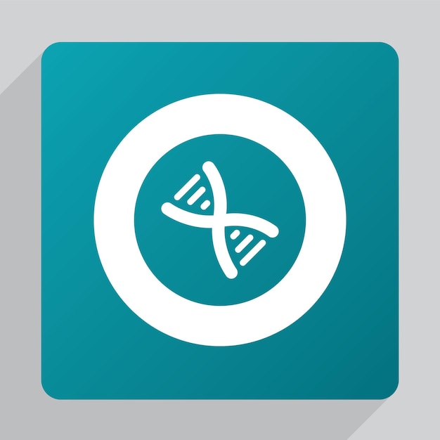 Icono de ADN plano, blanco sobre fondo verde