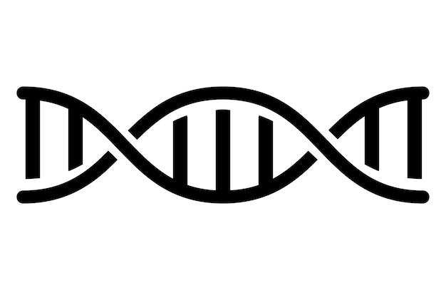 Icono de ADN, símbolo de vector plano de ADN, signo de hélice de ADN