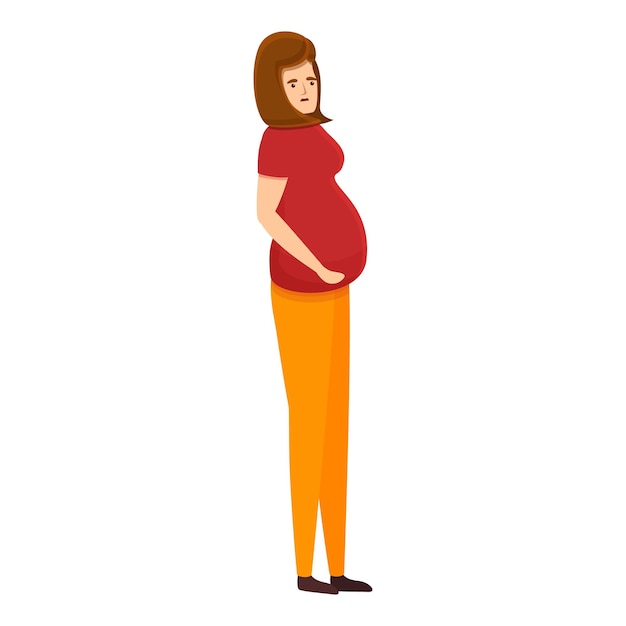 Icono de una adolescente embarazada Icono vectorial de una joven adolescente embarazada para el diseño web aislado sobre fondo blanco