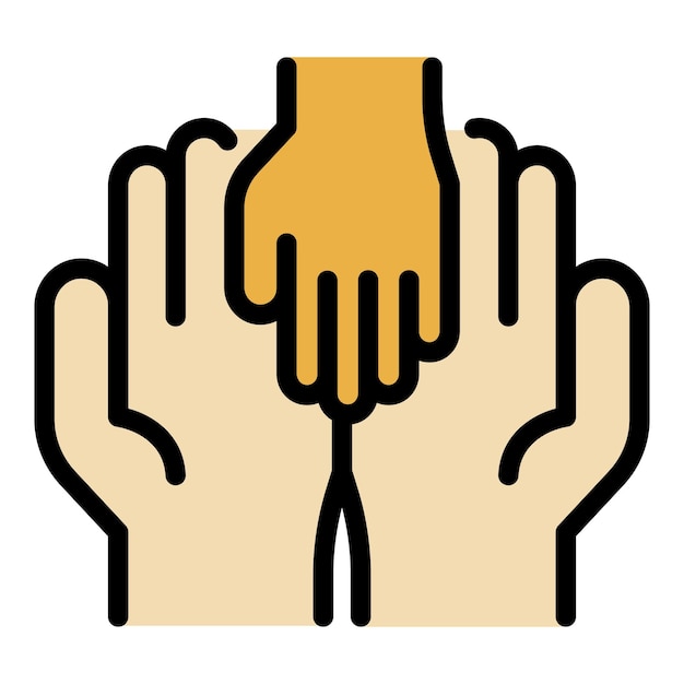 Icono de adopción de la familia de acogida Contorno del vector de adopción de las familias de acogido Icono de color plano aislado