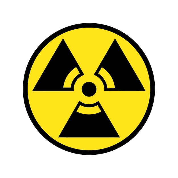 Icono de advertencia radiactiva Vector Símbolo de peligro minimalista para seguridad y precaución Diseño plano