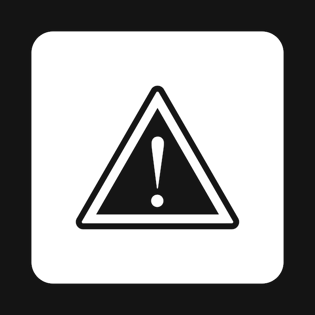 Ícono de advertencia de señal de tráfico en estilo simple aislado sobre fondo blanco Símbolo de alerta