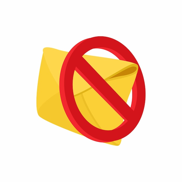 Icono de advertencia de spam en estilo de dibujos animados sobre un fondo blanco