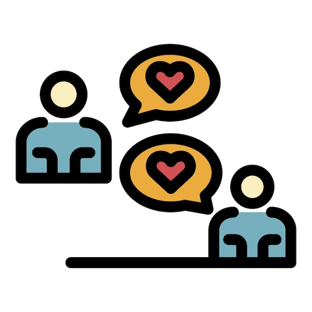 El icono de afecto del chat El contorno del icono del vector de afecto de la charla El color es plano y aislado