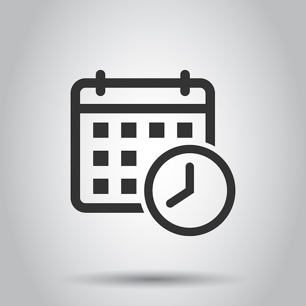 Icono de la agenda del calendario en estilo plano Ilustración vectorial del planificador en fondo blanco Concepto de negocio del calendario