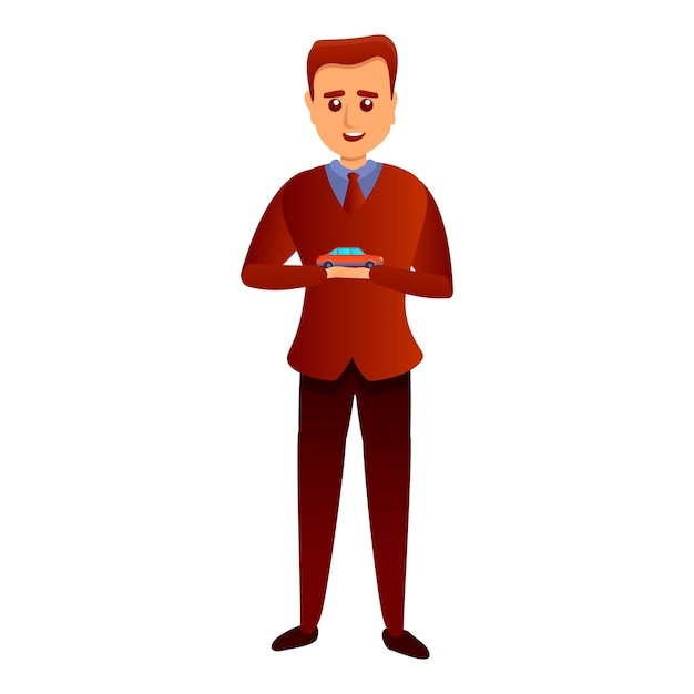 Icono de agente de seguros de automóviles Caricatura de icono de vector de agente de seguros de automóviles para diseño web aislado sobre fondo blanco
