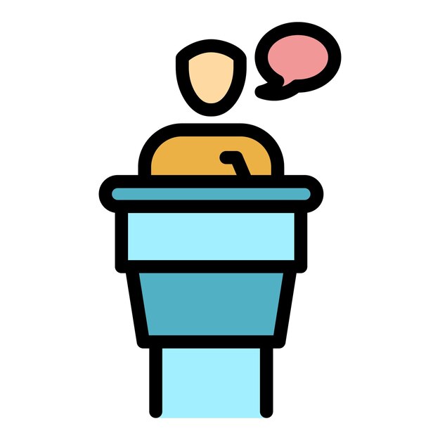 Icono de agitación del orador de votación Contorno del icono vectorial de agitación de orador de voto El color es plano y aislado