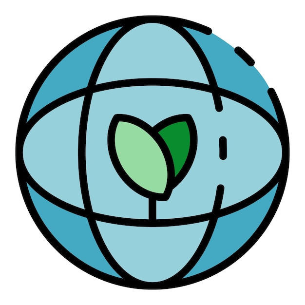 El icono de la agricultura ecológica de hojas Contorno del icono vectorial de la agricultura ecológica de hoja color plano aislado