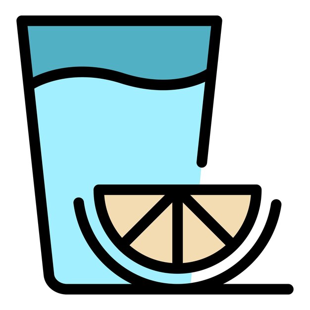 Icono del agua de limón Contorno del ícono vectorial del agua del limón Color plano aislado