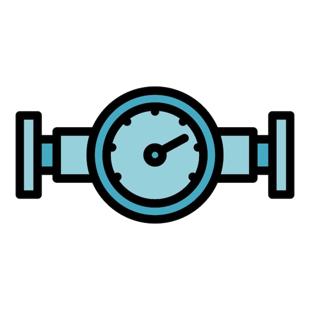 Icono de agua del manómetro Contorno del manómetre Icono vectorial de agua color plano aislado