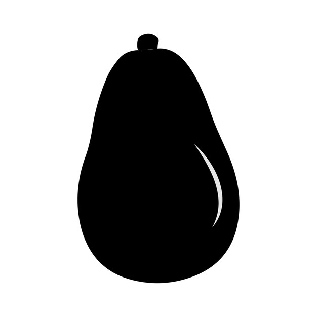 Icono de aguacate ilustración negra Icono de fruta única con silueta delineada Diseño de alimentos saludables aislados
