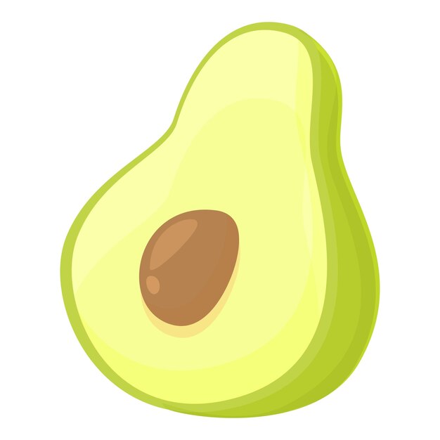 Icono de aguacate vector de dibujos animados Linda fruta Aceite rodaja verde