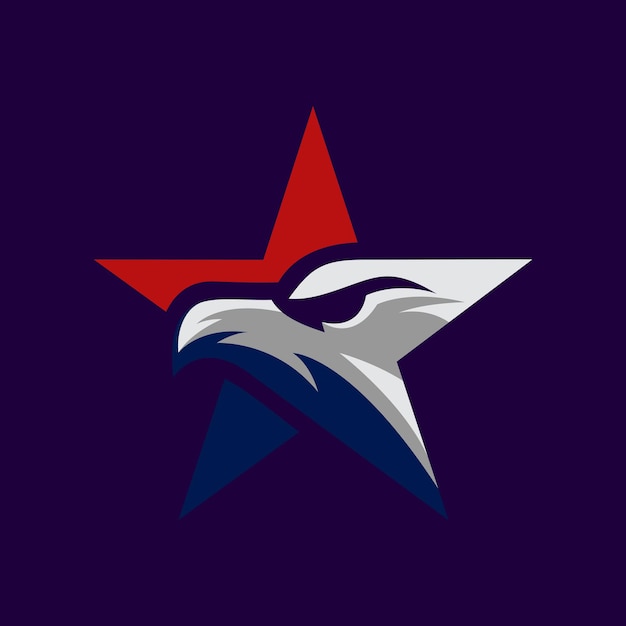 Vector icono de águila estrella diseño de logotipo