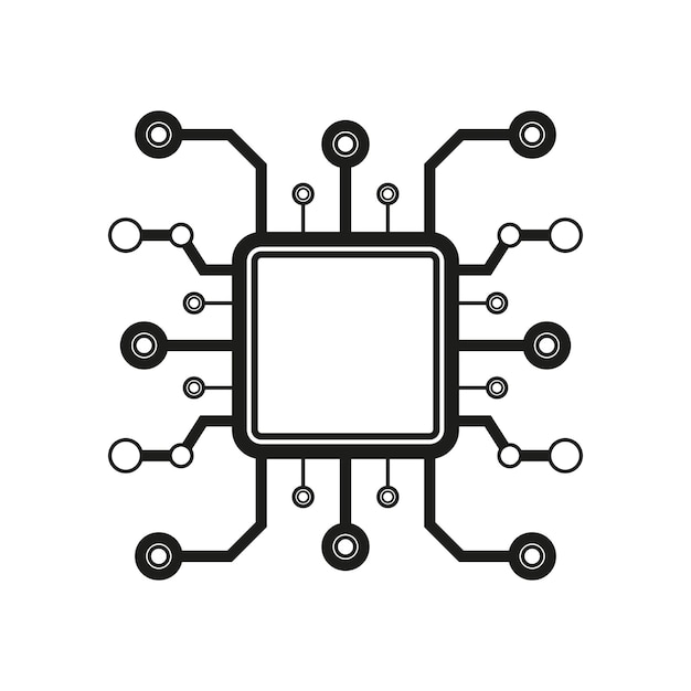 Ícono AI Procesador de computadora vectorial aislado en blanco Ícono de tecnología y ciencia