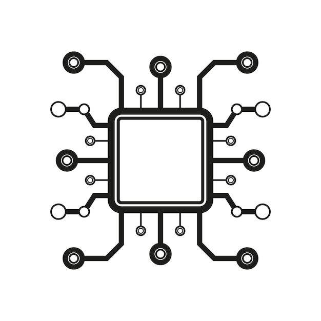 Ícono ai procesador de computadora vectorial aislado en blanco ícono de tecnología y ciencia