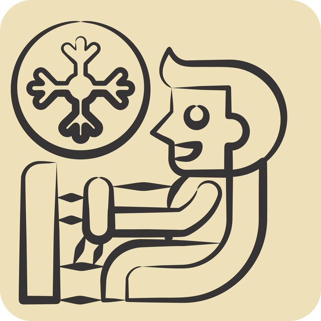 Icono de aire acondicionado Diagnóstico relacionado con el automóvil Símbolo de mantenimiento Estilo dibujado a mano Ilustración simple