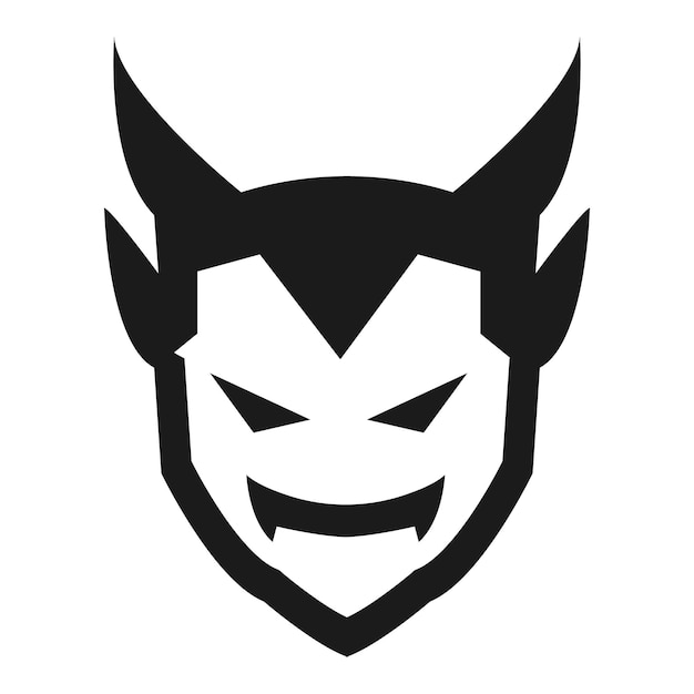 Icono aislado en blanco y negro de Devil Skull Vector