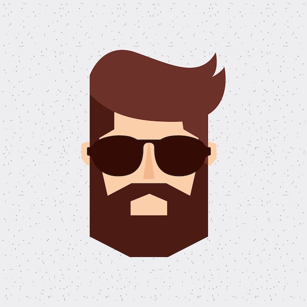 Vector icono aislado de la cabeza hombre hipster estilo