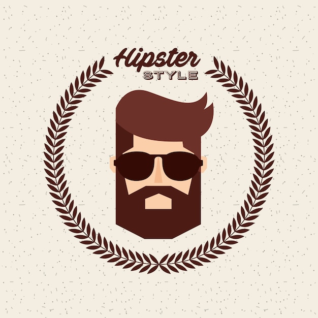 Vector icono aislado de la cabeza hombre hipster estilo