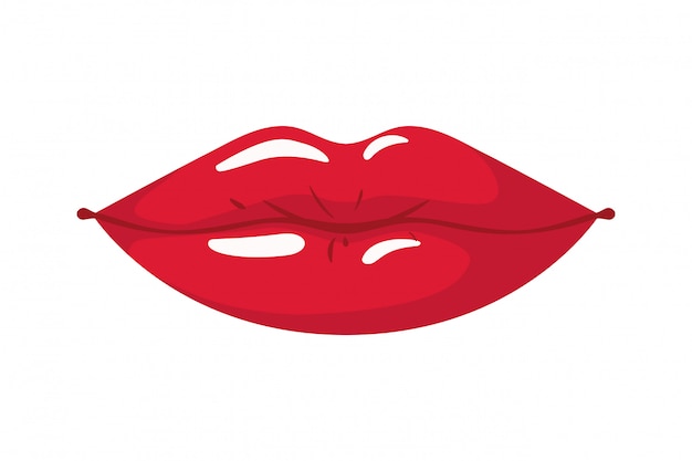 Icono aislado estilo femenino del arte pop de los labios