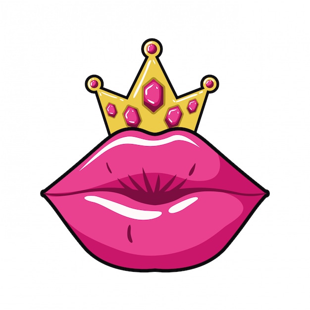 Icono aislado estilo femenino del arte pop de los labios