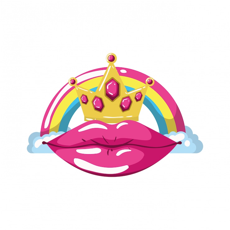 Vector icono aislado estilo femenino del arte pop de los labios