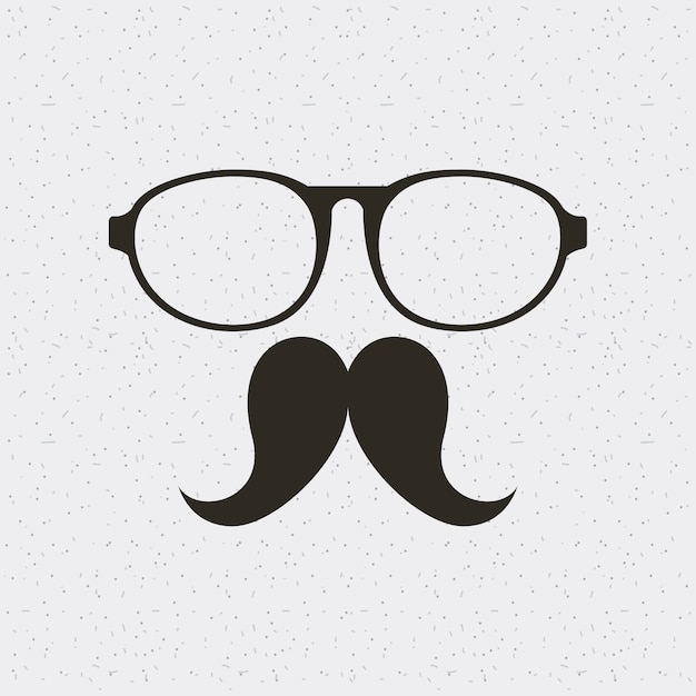 icono aislado estilo hipster gafas y bigote